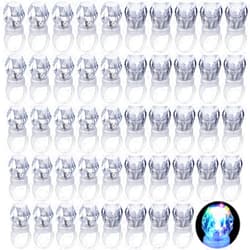 Retisee 100 Pcs LED Light up Rings Party Favors Plastic Diamond Rings Bulk Heart Shaped Flashing Glow in The Dark for Birthday Weddings Bachelor Party