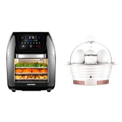 CHEFMAN Multifunctional Digital Air Fryer+ Rotisserie, Dehydrator, Convection Oven, 17 Touch Screen & Electric Egg Cooker Boiler Rapid Poacher, Food & Vegetable Steamer, Quickly Makes Up to 6