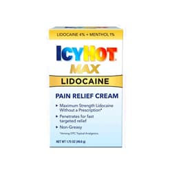 Icy Hot Max Strength Pain Relief Cream with Lidocaine Plus Menthol, 1.75 Ounces