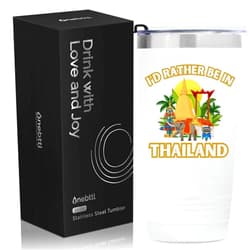 Onebttl Thailand Gifts, Thai Thailand Souvenirs, 20oz Stainless Steel Insulated Travel Mug, Perfect for Thai Men & Women on Birthday & Christmas - I'm Rather Be In Thailand