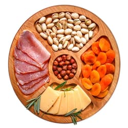ORSUS Workshop Round Wooden Plate Sectional Board, Handmade Serving Platter, Fall Charcuterie Board, Wooden Cheese Meat Board Plate, Round Snack Board, Wooden Dish, Cherry Wood Plate Board Tray 12 Inch