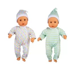 Melissa & Doug Mine to Love Twins Sebastian & Sofia 15” Medium Skin-Tone Boy and Girl Baby Dolls with Rompers, Caps, Pacifiers