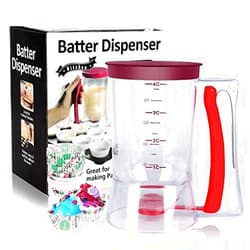 BBSTARZ Batter separator Cupcakes Pancakes Cookie Cake Waffles Batter Dispenser cookie separator batter Cream Speratator Cup Measuring Baking Tools (red+Purple)