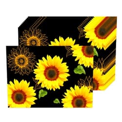 CHAROUP 50PCS Summer Yellow Sunflower Placemats 16x11 Inch Disposable Paper Place Mats Seasonal Spring Floral Flower Table Mats for Indoor Outdoor Dining Table Wedding Party Decoration Supplies