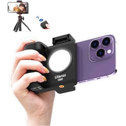 ULANZI CG02 Ungraded Smartphone Camera Shutter Handle Grip w Detachable Wireless Bluetooth Remote Control,Three-Gear Adjustable Fill Light for iPhone Samsung Google OnePlus Phones Video/Photo Shooting