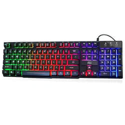 Rii RK100+ Multiple Color Rainbow LED Backlit Large Size USB Wired Mechanical Feeling Multimedia PC Gaming Keyboard,Office Keyboard for Working or Primer Gaming,Office Device