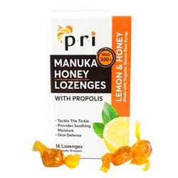 P.R.I Manuka Honey Lozenges with Propolis, Soothing Cough and Throat Drops, MGO 300+ Certified, (Lemon, 16 Count)