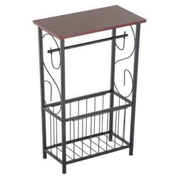 Cffuvros Premium Side Table with Magazine Storage Basket, Sofa Side Table End Table Coffee Table Bathroom Table, with Metal Storage Basket with Tissue Holder Rack End Table