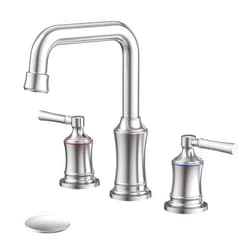 Hurran Bathroom Sink Faucet, Hurran Two Handle 8 inch Widespread Bathroom Faucet with Pop-up Drain, 360 Swivel Spout Lead-Free Stainless Steel Sink Faucet for Bathroom Sink, Vanity, RV, Brushed Nickel