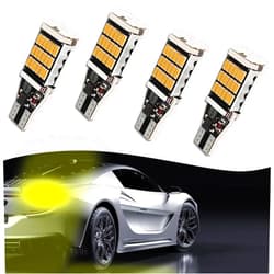 Tobenbone 4 PCS Car Brake Light Bulb, Super Bright 2835-15SMD,W16W 912 921 906 LED Bulbs for Cars, Car LED Decoding Reversing Light, Suitable for Many Types of Vehicles (Yellow)