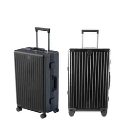 ZMY Carry On Luggage All Aluminum No Zipper Metal Hardshell Matel Suitcase with Spinner Wheels (Black, 20 inches)