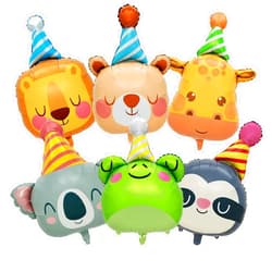 HOLTIOCLAN 6 Pcs Animal Balloons Giant Bear Giraffe Lion Koala Frog Sloth Safari Foil Balloon Jungle Animal Balloons Zoo Wild One Birthday Party Baby Shower Decorations
