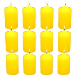 MISSYO 12 Pack 2x3 Inch Citronella Pillar Candles Outdoor Indoor, 22 Hours Dripless Smokeless Yellow Candles for for Home Garden Pool Porch
