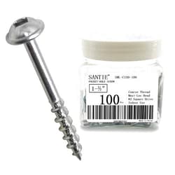 Santie SML-C150-100 1-1/2 in. Coarse Thread Number 8 Washer Head Zinc Coated Pocket Hole Screws 100ct