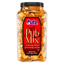 Utz Pub Mix, 42 Oz. Barrel, Savory Snack Mix with a Blend of Crunchy Flavors for a Tasty Party Snack, Resealable Container, Trans-Fat Free and Kosher Certified