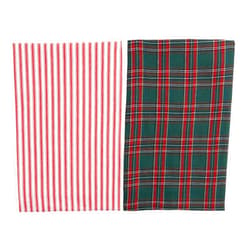 Mud Pie Green Plaid Waffle Towel Set, 25