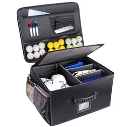Champkey Golf Trunk Organizer Storage-Portable and Foldable Golf Travel Storage Locker Ideal for Travel Golf and Car Golf (Black)