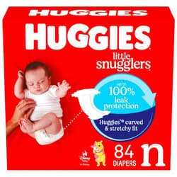 Huggies Size Newborn Diapers, Little Snugglers Baby Diapers, Size Newborn (up to 10 lbs), 84 Count, Packaging May Vary