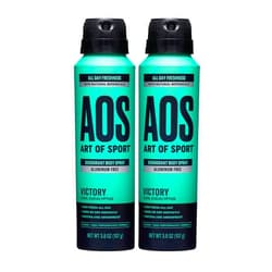 Art of Sport Men's Body Spray Deodorant, Aluminum Free, Eucalyptus Fragrance, Made with Natural Botanicals, Moisturizing Tea Tree Soap, Victory Scent, 3.8 Ounce (2 Pack)