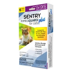 Fiproguard SENTRY Fiproguard Plus Flea and Tick Topical for Cats, 1.5 lbs and Over, 6 Month Supply