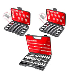 CARBYNE 50 Piece Master Torx, SAE & Metric Hex Bit Socket Set, AND 7 Piece Extra Long Hex Bit Socket Set - Metric, AND 7 Piece Extra Long Hex Bit Socket Set - SAE. 64 Pieces - Standard & Extra Long