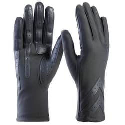 isotoner womens Spandex Touchscreen Cold Weather Gloves With Warm Fleece Lining and Chevron Details