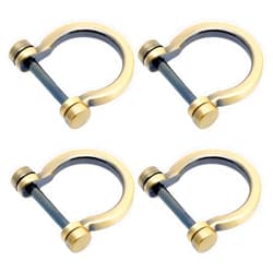 CRAFTMEMORE D-Rings Screw in Shackle Horseshoe D Ring DIY Key Holder Purse Accessory for 3/4 Inch Strap 4 pcs(Brushed Brass)