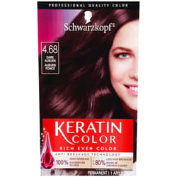 Schwarzkopf Keratin Color Permanent Hair Color Cream, 4.68 Dark Auburn, 1 Kit
