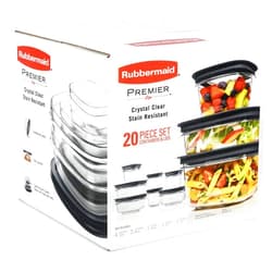 Rubbermaid Premier Crystal Clear Stain Resistant 20 Piece Set Grey Lids