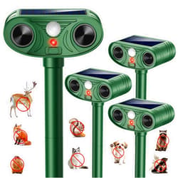 Thcritter 2026 Upgraded Ultrasonic Solar Animal Repellent Outdoor, Deer Repellent Devices Squirrel Cat Raccoon Rabbit Dog Deterrent with Motion Sensor for Yard Garden Lawn (4-Pack)