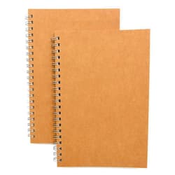DSTELIN Soft Cover Spiral Notebook Journal 2-Pack, Blank Sketch Book Pad, Wirebound Memo Notepads Diary Notebook Planner with Unlined Paper, 100 Pages/ 50 Sheets, 7.5 inch x 5.1 inch (Brown)