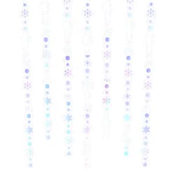 Fumwase 52Ft Iridescent Winter Wonderland Snowflakes Decorations Holographic Snowflake Garland Paper Snowflake Streamer for Christmas Frozen Themed Birthday Baby Shower Decor (Iridescent)