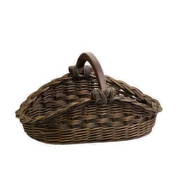 The Basket Lady Wicker Gathering Basket, Large, 22.5 in L x 12.5 in W x 12 in H, Antique Walnut Brown (Sold Individually)