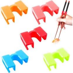 Patelai 5 Pairs Reusable Chopstick Helpers Practice Chinese Chop Stick Training Chopsticks for Many Age, Kids, Adult, Beginner, Trainers or Learner (Multi Color)