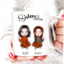 Calani Personalized Sister Forever Custom Mug - Custom Character with Name, Novelty Mug for Sister, Mother's Day Gift