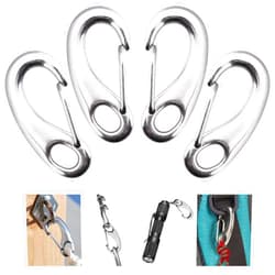 OIIKI 4 Pack Stainless Snap Hook, 220 lbs Spring Snap Hook Clip, 2 Inch Heavy Duty Marine Grade 304 Quick Link Carabiner for Attachment with Poles for Keychains Curtains, Flags in Camping, Hiking, Dog Leash