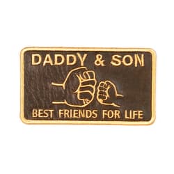 5SECOM Daddy and Son Best Friends for Life Leather Patch Embroidered, Fist Bump Design Patches Iron On Jackets Hats Backpacks Clothing, Father’s Day Gift for Papa/Grandpa Size 3.6x2 inches