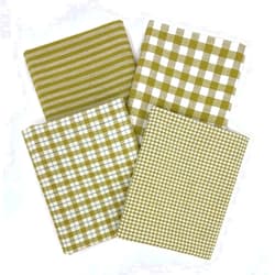 JCS Set of 4 Fat Quarters, Sage Green Assorted Plaid Gingham Cotton Fabric Bundle by JCS