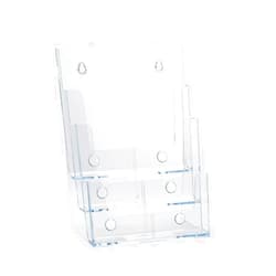 Azar Displays 252378, Brochure Holder, Acrylic Desk Organizer, Three Tier Document, Magazine & Sign Holder, Wall Mount Desk Accessories, Literature Display Stand, Divider for 4