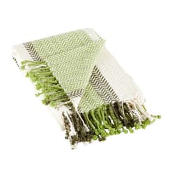 DII Striped Throw Collection Herringbone, 50x60, Antique Green