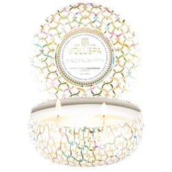 Voluspa Wildflowers, 3 Wick Tin Candle, 12 Ounce, 40 Hour Burn Time, All Natural Wicks and Coconut Wax for Clean Burning, Vegan, Poured in The USA