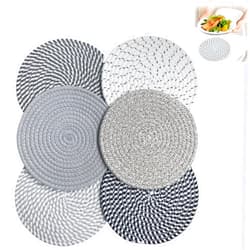 Genumix Woven Coaster Trivet Set of 6, Round, Colorful, 7.87 inches
