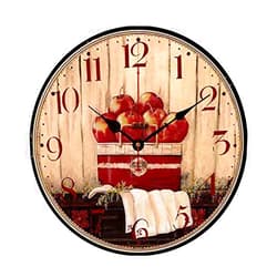 EnjoyHome Basket of Apple Red Hanging Clock Decor for Kitchen Bedroom Living Room Fits Nautical or Country 10 inch