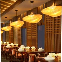 OSALADI Bamboo Lantern Pendant Lights Hand-Woven Bamboo Hanging Lights for Dining Room Bar Cafe Restaurant, with Light Bulb
