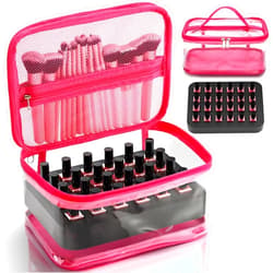 Noverlife Clear PVC Nail Polish Bag, Holds 30 Bottles (15 ml/0.5 floz), Portable Gel Nail Polish Organizer, Lightweight Nail Polish Carrying Case Nail Polish Caddy with Manicure Tools Storage Section