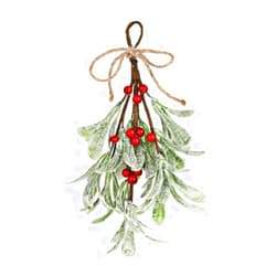 WAGA Christmas Mistletoe Decor,Artificial Green Christmas Mistletoe Hanging Bunch,Artificial Mistletoe Ornament with Bow,Xmas Artificial Hanging Mistletoe,Mistletoe Glitter Hanging for Home Party Decor