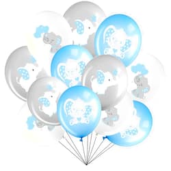 Aoriher 45 Pieces Elephant Balloon 12 Inch Baby Shower Elephant Balloon for Baby Boy Girl Gender Reveal Animal Themed Birthday Party Supplies Indoor Outdoor Decor(Blue, Gray, White)