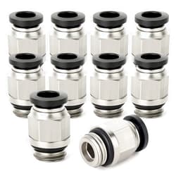 TAILONZ PNEUMATIC Straight 8mm Tube OD x 1/4 Inch G Thread Push to Connect Fitting with Sealing Ring PCG8-02 (Pack of 10)