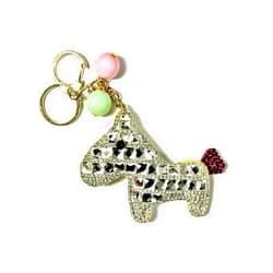 Stefano Laviano Crystal/Rhinestone Horse Pony Keychain Silver