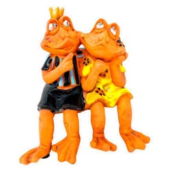 CTGB Frog Couple Figurine Collectible Statue Indoor Outdoor Garden Decor Shelf Pot Table Sitters Boy & Girl Mr. & Mrs Clay 6